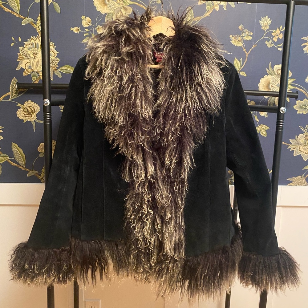 Penny Lane jacket with Mongolian lamb fur trim